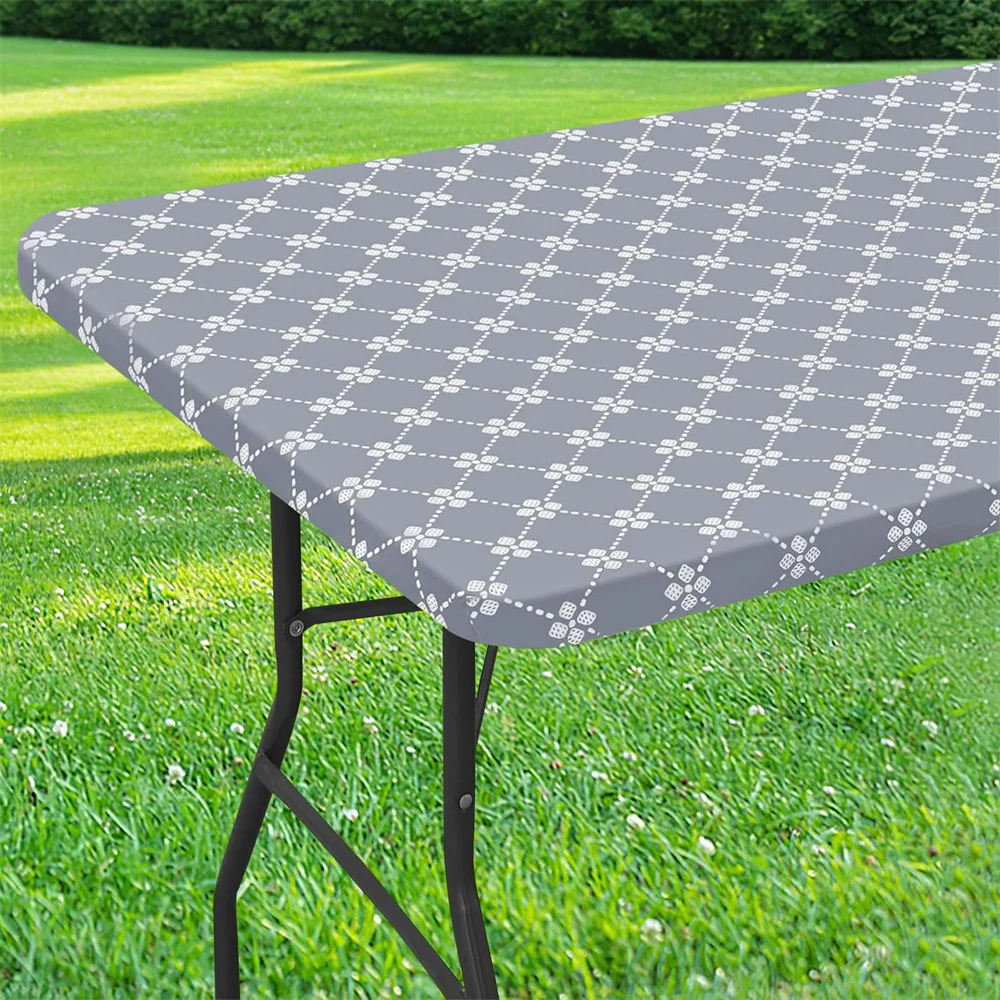 Homaxy Rectangle Table Cloth Elastic Fitted Flannel Backed Tablecloth Waterproof Plastic Table Cover For Picnic Camping Outdoor