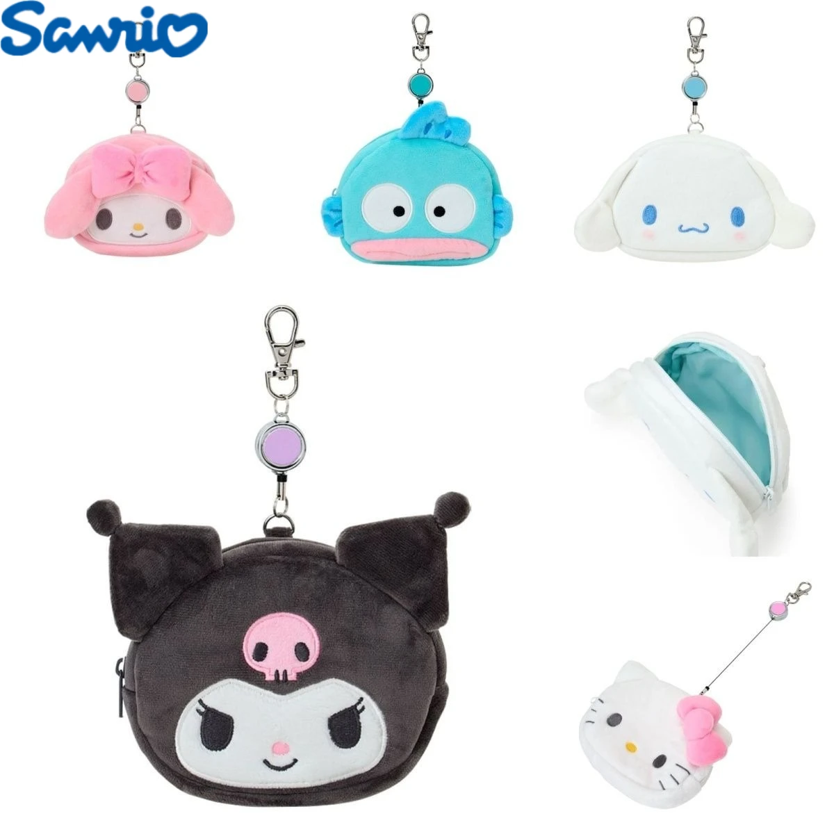 

HelloKitty Cinnamoroll Telescopic keychain Cartoon mymelody Coin Purse Zipper Coin Wallet Credit Card Driver's License Key Bag