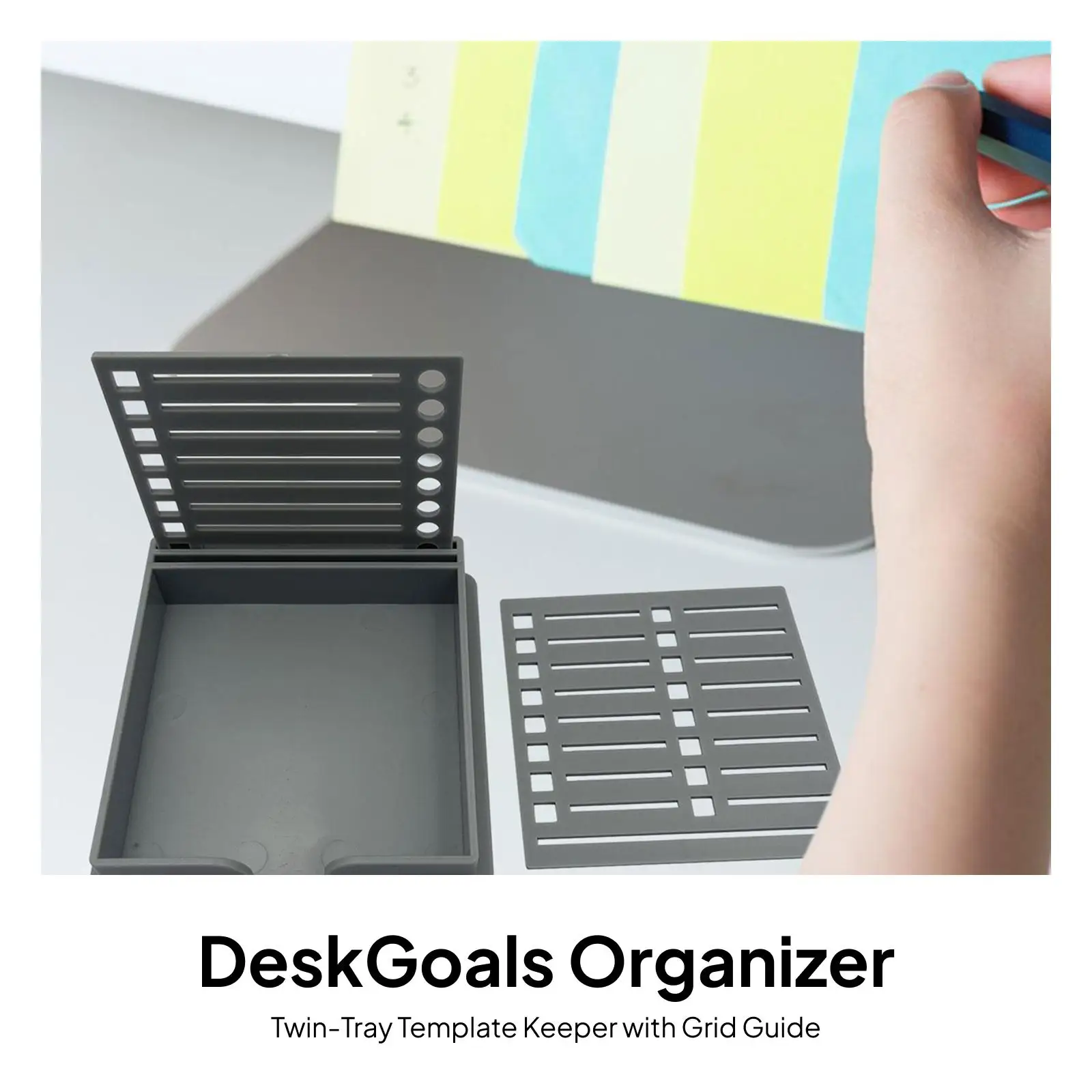 Sticky Notes Holder with Stencil, Sticky Notes Dispenser Holder Note Template Box Notepad Holder for School, Desktop, Room