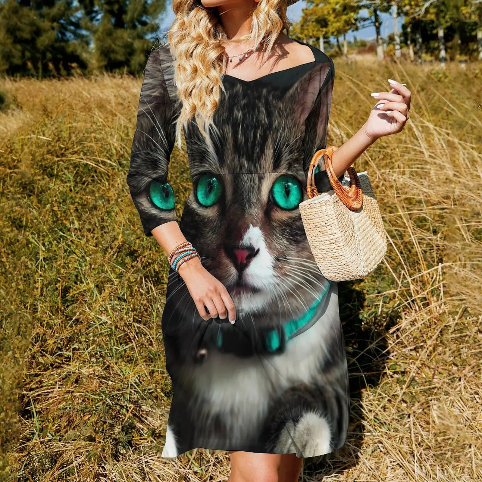 Magic Cat Dress Summer Sexy Cute Animal Print Elegant Dresses Women Aesthetic Big Size Casual Dress Gift