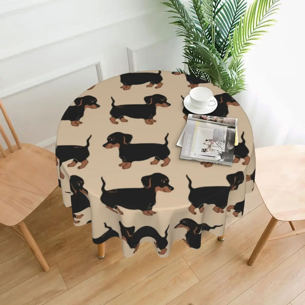 Tablecloth Black And Brown Dachshunds Round Table Cloth Dog Table Cover Tablecloths Banquet Christmas Party Table Decoration