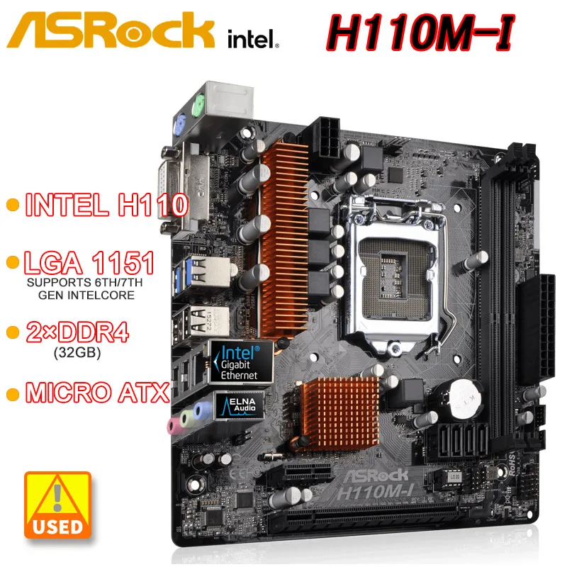 

Intel H110 Motherboard ASRock H110M-I LGA 1151 Motherboard DDR4 32GB PCI-E 3.0 Micro ATX support i5-7500 i3-7300 G4620 i7-6700