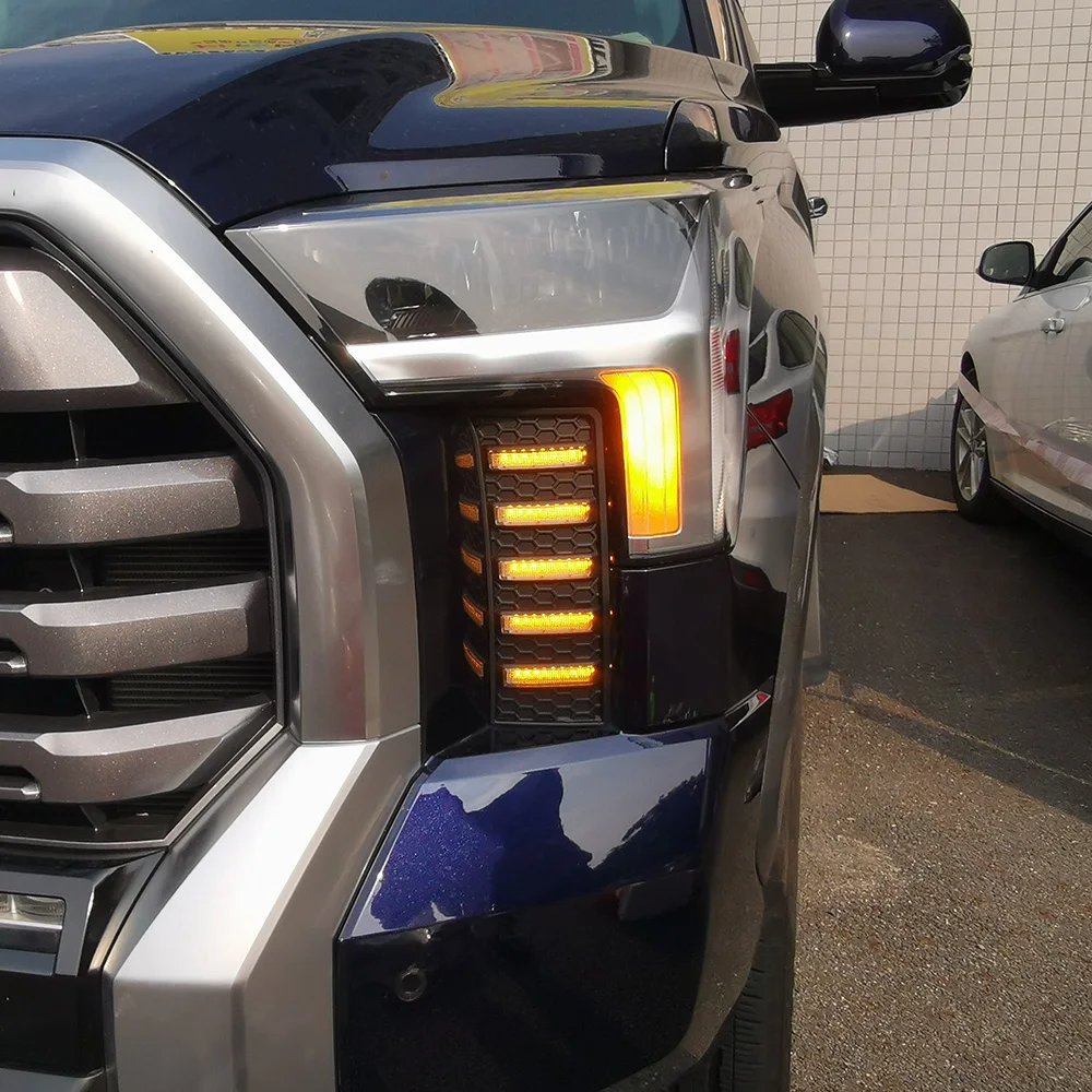 Toyota Tundra Sequoia 2022-2023 자동차 전조등 어셈블리 업그레이드 동적 LED 주간 러닝 라이트 도구 액세서리