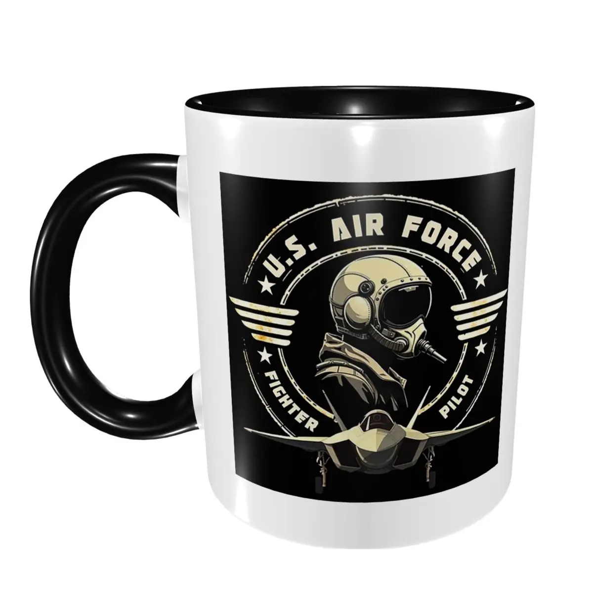 U.S. Air Force Fighter Pilot Military Aviation Vintage Mug Ceramic Coffee Cups Tea Mugs Milk Cup Drinkware Gift for Friends
