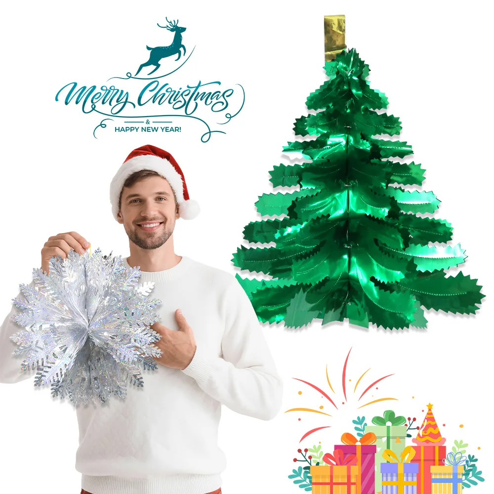 Christmas Sparkling Xmas Tree Snowflake Pendant Pet Honeycomb Hanging Ornament Navidad Decoration For Home 2026 New Year Gift