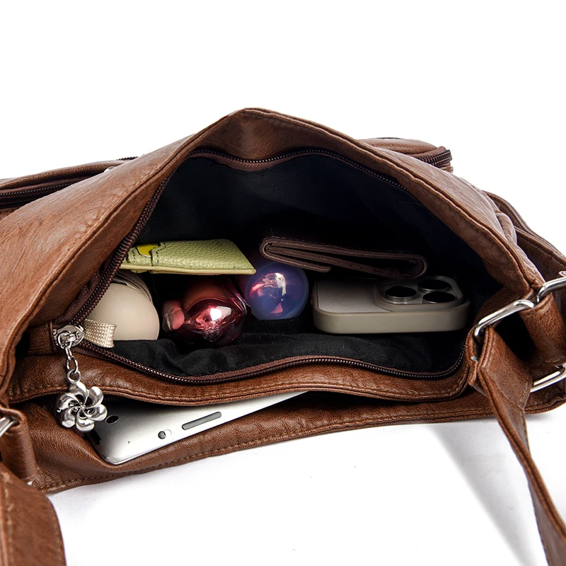 

Casual Ladies Hand Bags Designer Luxury Multifunction Handbags Large Capacity Tote Bag Soft Leather Shoulder Bags for Women Sac