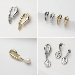 1Pair 14K Gold Plated Brush Ear Stud Earrings Brooch DIY Handmade Making Supplies Jewelry Accessories