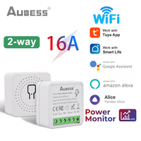 Tuya Smart WiFi Switch With Energy Monitor 16A 2-way Control Switch Mini Breaker Smart Life Control For Alexa Google Home Alice