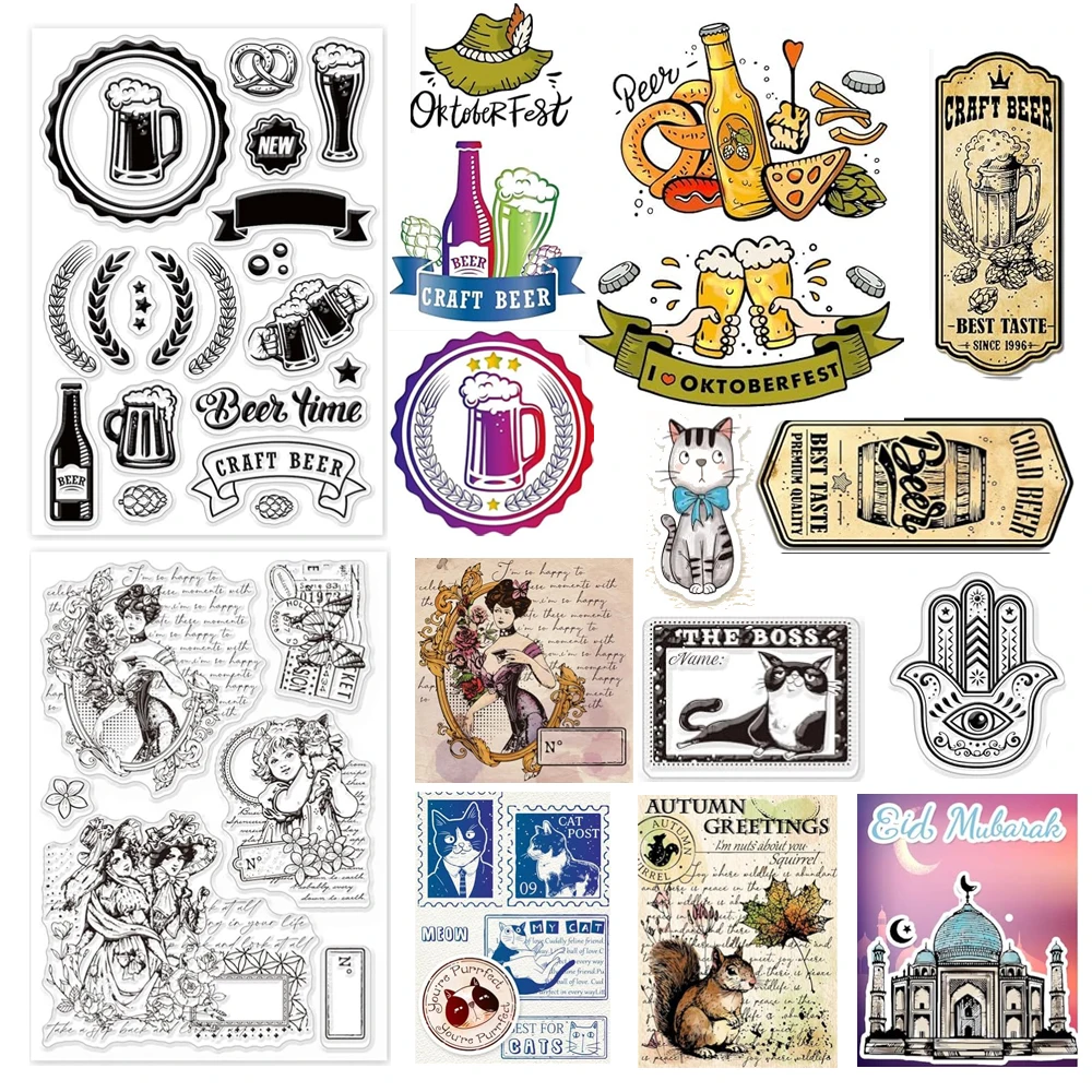 Oktoberfest Clear Stamps for DIY Scrapbooking Beer Festival Silicone Clear Stamp Seals Transparent Stamps for Cards Making Photo