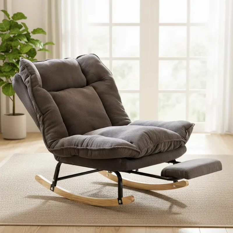 

modern rocking chair tall lazy sofa with armrests and footstools, suitable for living rooms, home furniture, recliners, hotels
