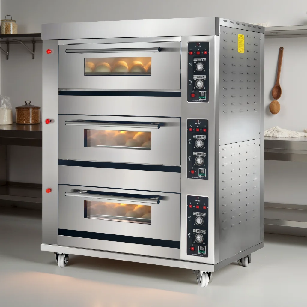 Commercial Kitchen Baking Oven - Guangzhou 3 Deck 6 Trays Commercial