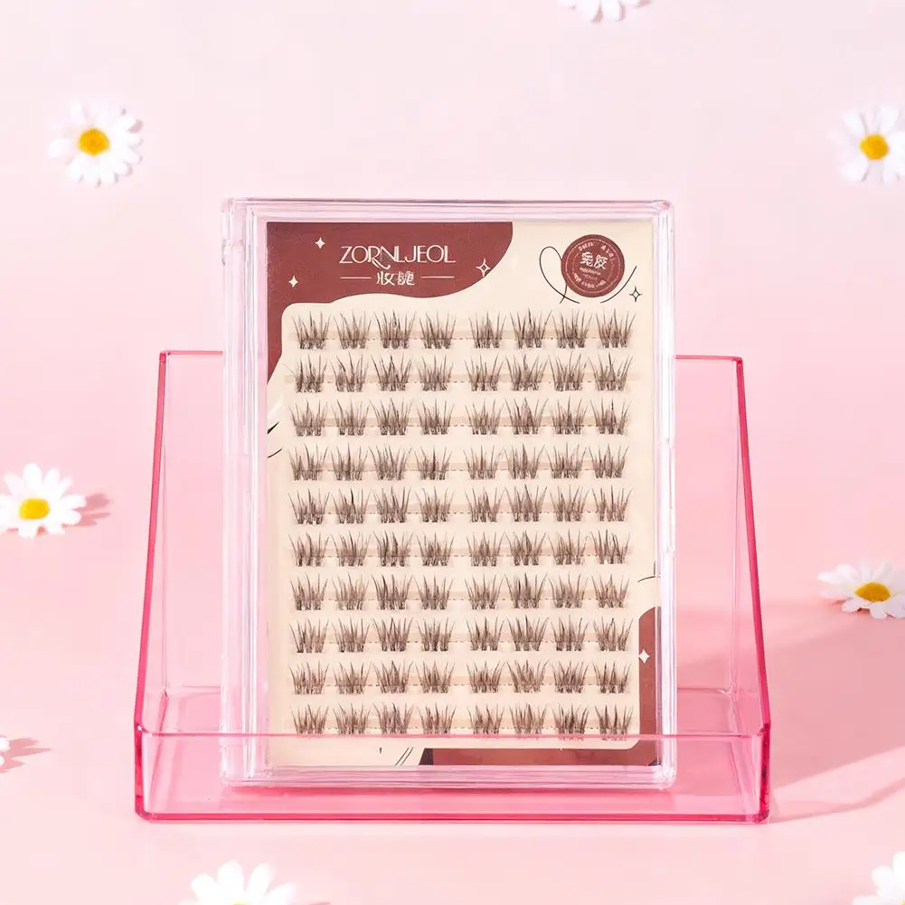 New Glue-free False Eyelashes, Fishtail Princess Lazy Eyelashes, Natural Transparent Stem, Reused 48 Clusters Large Capacity