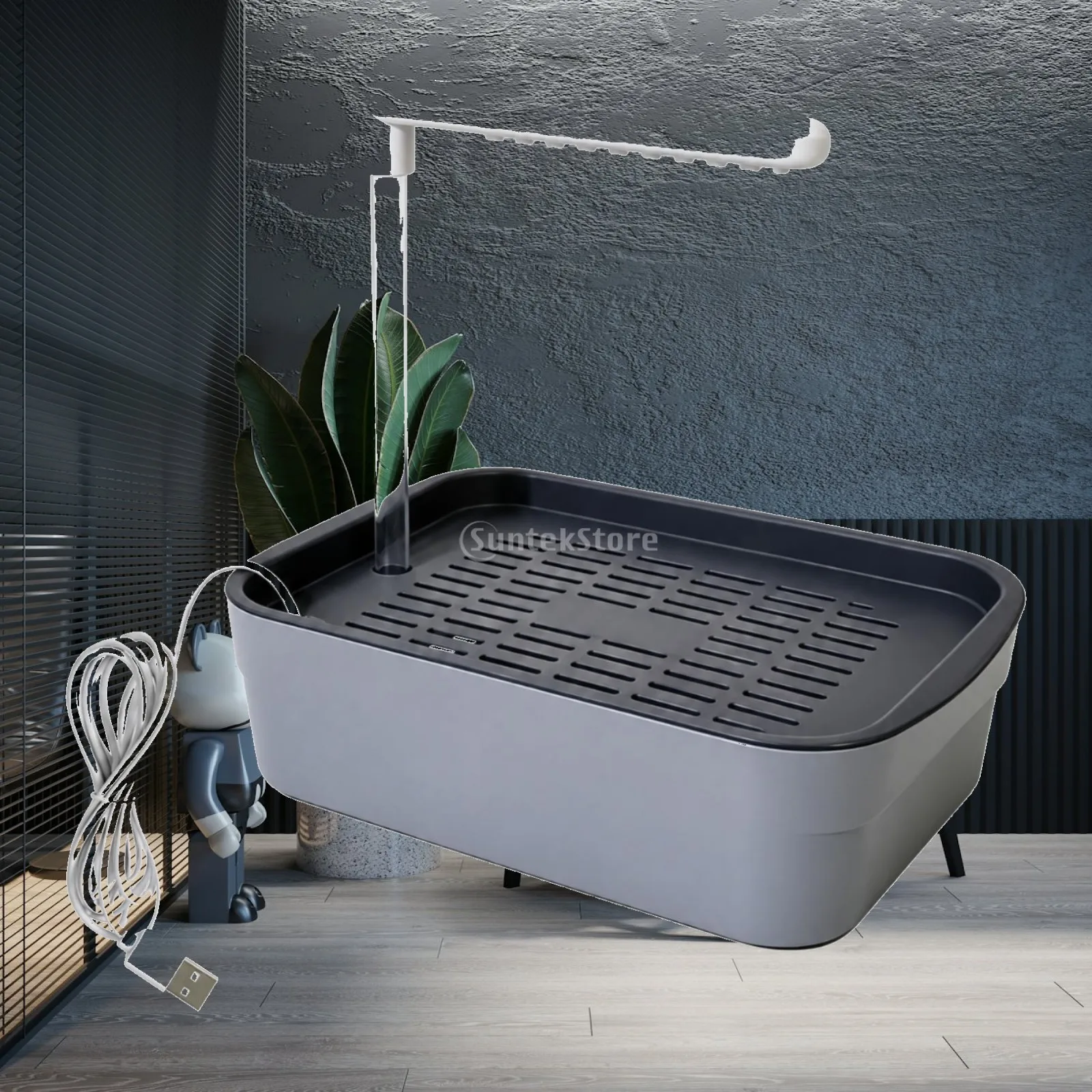Tabletop Bird Bath Basin USB Circulation Shower for Small Birds with Pump Filter Fine Rain Drizzle Bathing