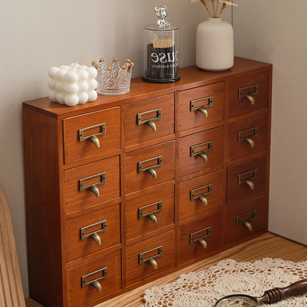 

Шкаф-каталог для карт с 16 ящиками, деревянный органайзер, многофункциональный традиционный аптекарский шкаф для хранения чая и кофейных капсул