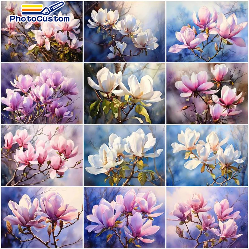 

PhotoCustom Oil Pictures By Numbers Flower Scenery On Canvas Acrylic Paint For Adults Coloring Painting By Numbers For Home Deco