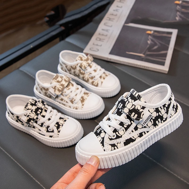 

Kids'Casual Shoes Sneakers Mesh Spring Shoes For Children Breathable Anti-slip Thick Bottom Khaki Black Shoes Size 26-36