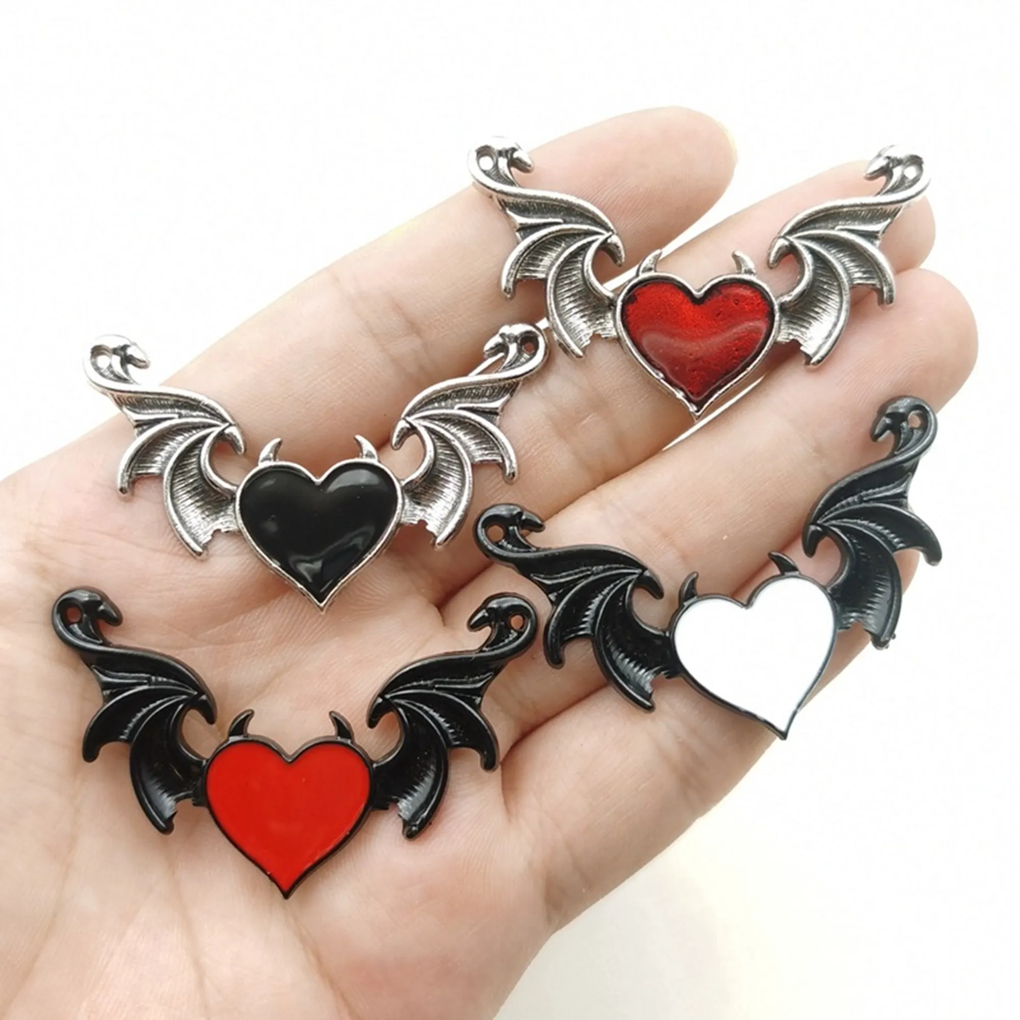 10pcs/lot 54x35mm hot diy zinc alloy Devil heart Wings necklace earrings accessories