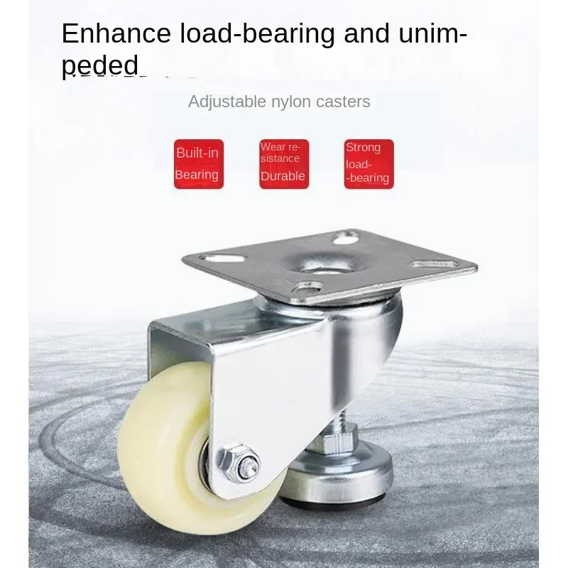4 Pcs Light Yellow Nylon Leveling Casters, 1.5 Inch /2 Inch Swivel & Rigid Wheels With Brake For Carts