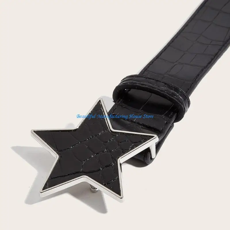 E56A Adjustable Punk Waist Belt Unisex Fashion Accessory PU Leather Waistband Street Waist Strap for Daily