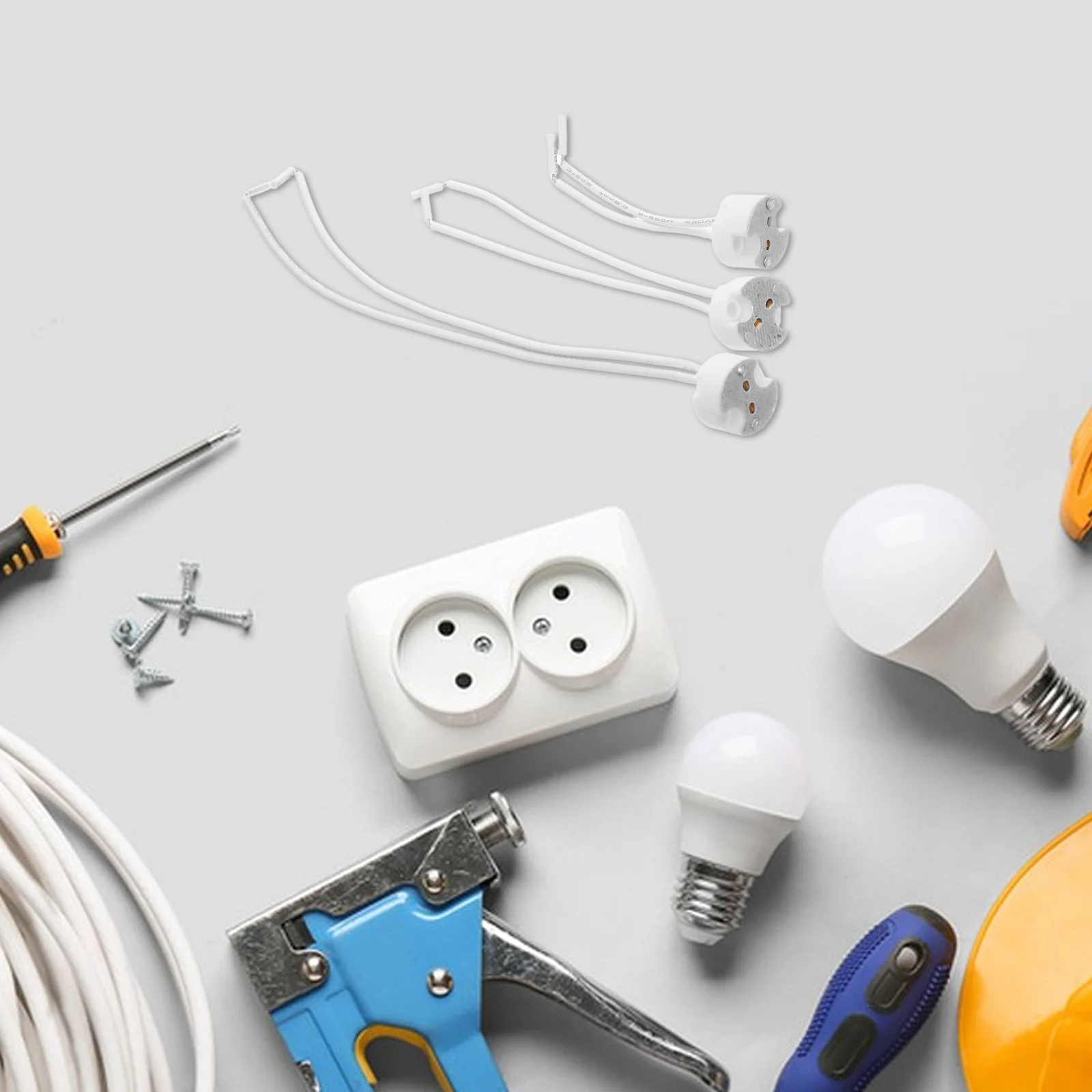 

30Pcs Ceramic Bulb Holder Socket Mr16 .3 Gu5.3 with Flexible Silicone Cord Lamp Parts Replacement for Commercial Display Stage