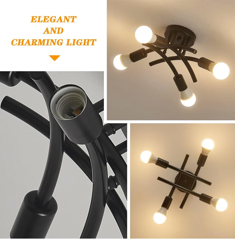 Retro-Style Wrought Iron Pipe Pendant Light, Industrial Art Pendant Lamp for Modern Living Room and Bedroom Lighting Decor