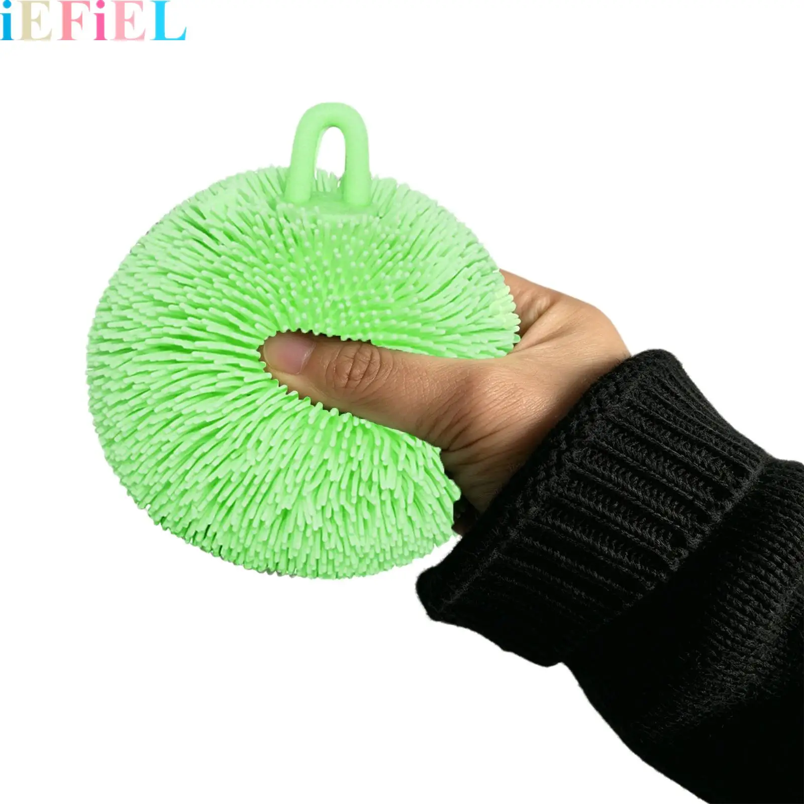 

1pcs TPR Bouncy Puffer Ball with Hanging Loop Soft Material Spiky Stress Relief Balls for Office Work Study Travel