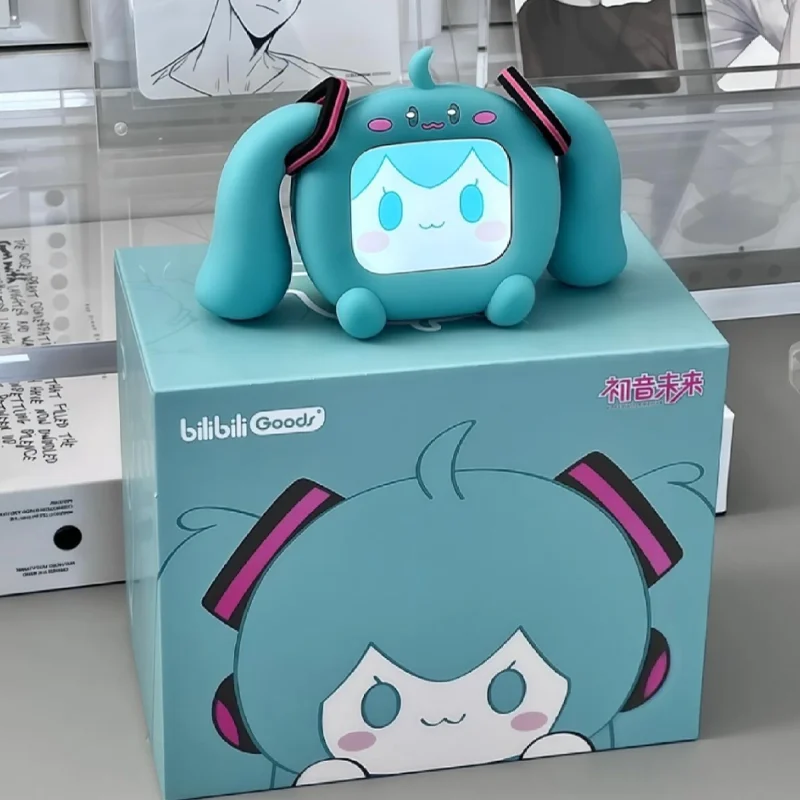 

Cute Hatsune Miku Bluetooth Earphones Cartoon Figure Lcd Touch Screen Wireless Headset Cube Face Girl Festival Gift