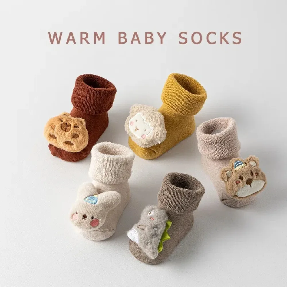 

Cute Kapybara Plush Baby Socks Cartoon Animals Pattern Soft Cotton Winter Floor Socks Warm Anti-Slip Newborn Stockings