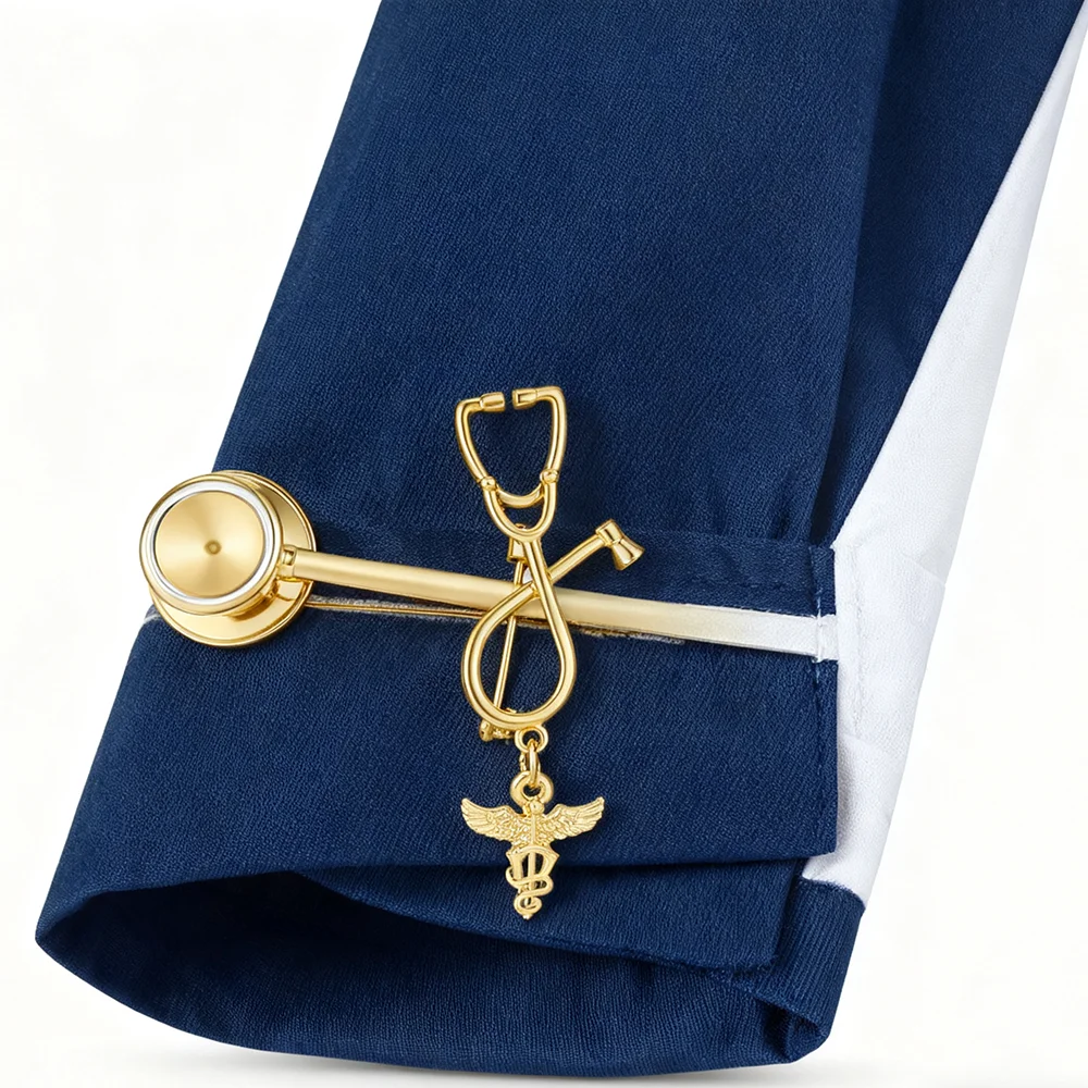 DCARZZ Broche de estetoscopio con dije veterinario, insignia de joyería de medicina médica para médico y enfermera