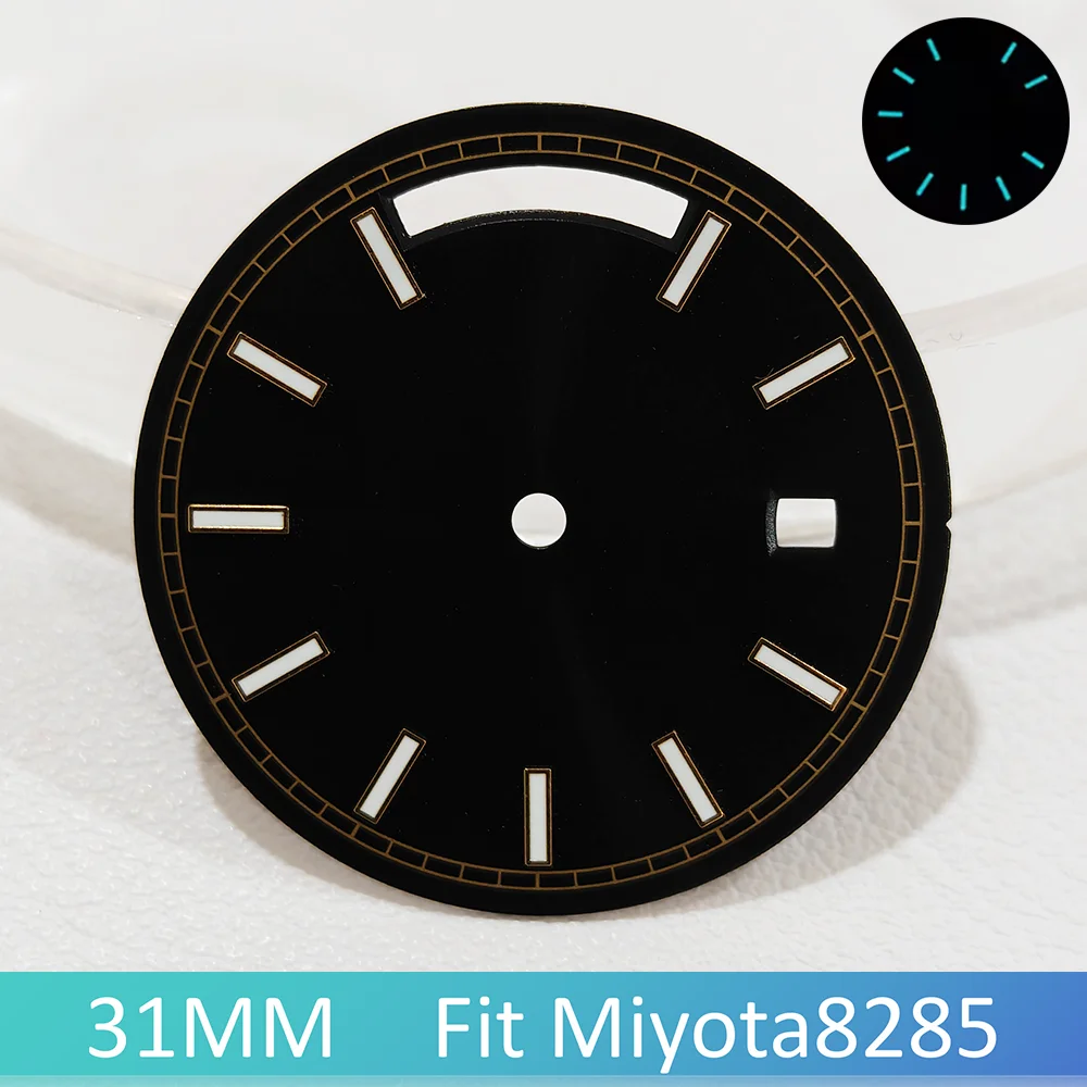 Cadran avec LOGO personnalisé pour montre Miyota 8215, 31mm, avec double calendrier lumineux bleu vert, accessoires de cadran multicolore