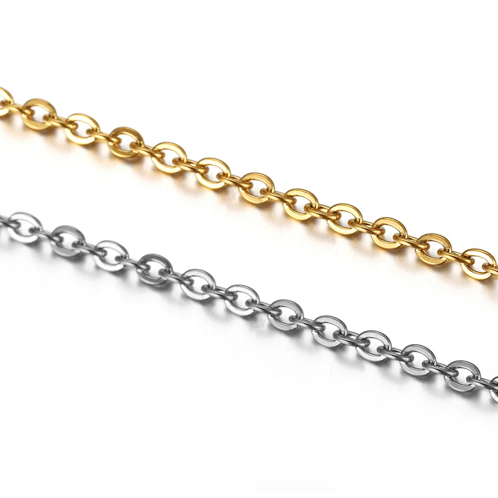 5pcs Stainless Steel Necklace Chain Gold Color 45+5cm Blank Basic Chains with Lobster Clasp for DIY Jewelry Making Accessories