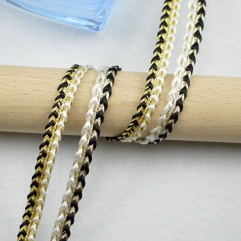 5m/16.4ft each pack Golden curve lace trims sewing fabric accessory DIY handmake craft ribbons thin 0.7cm webbing decorations
