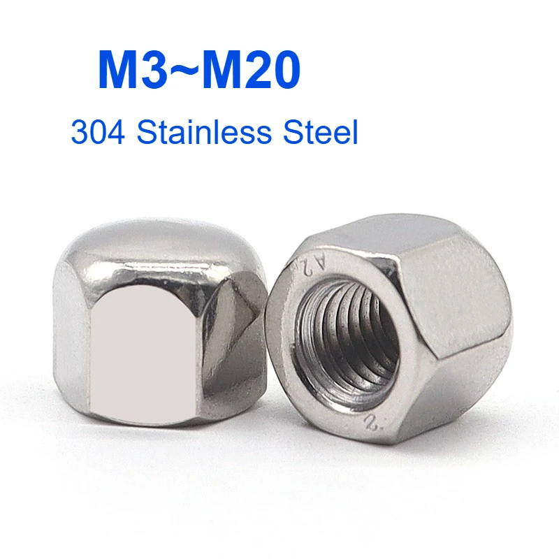 Thin Cap Acorn Nut M3 M4 M5 M6 M8 M10 M12 M14 M16 M20 304 Stainless Steel Hex Hexagon Decor Short Low Cover Cap Nuts Blind Nut