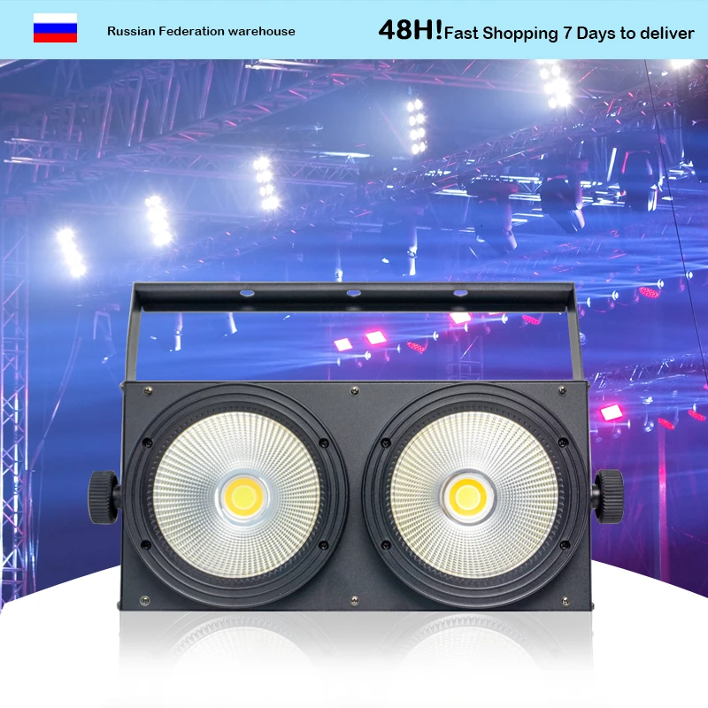 Kinusdjs LED 2 Eyes 200W Audience light COB 2 Eyes 200W DMX LED Blinds Stage Light for Theater Concert Church Party