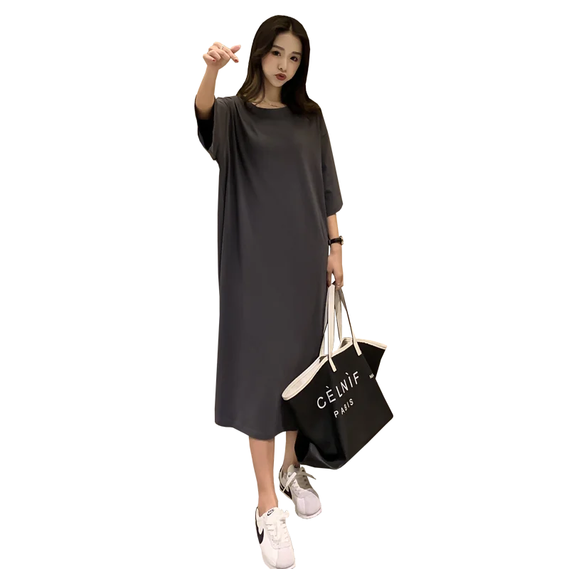 Summer New Long Knee-Length Sleep Dress Women's Loose plus Size Letter Home Clothes Sleepwear Trendy Personalized