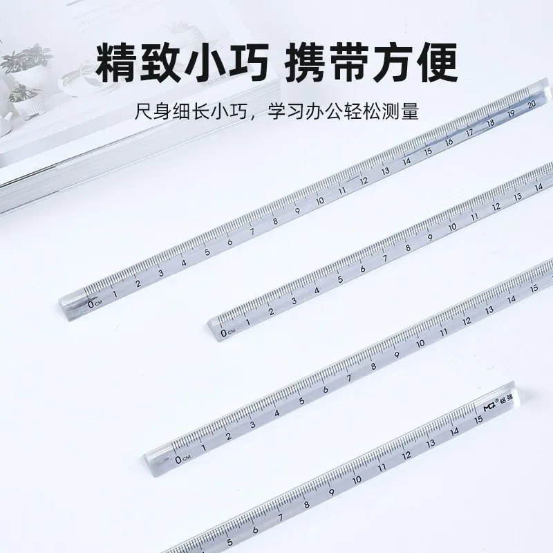 Naxilai 2pcs Transparent Acrylic Ruler Portable Mathematics Ruler Triangular Prism Ruler for Artists Designers Measuring 0-20cm