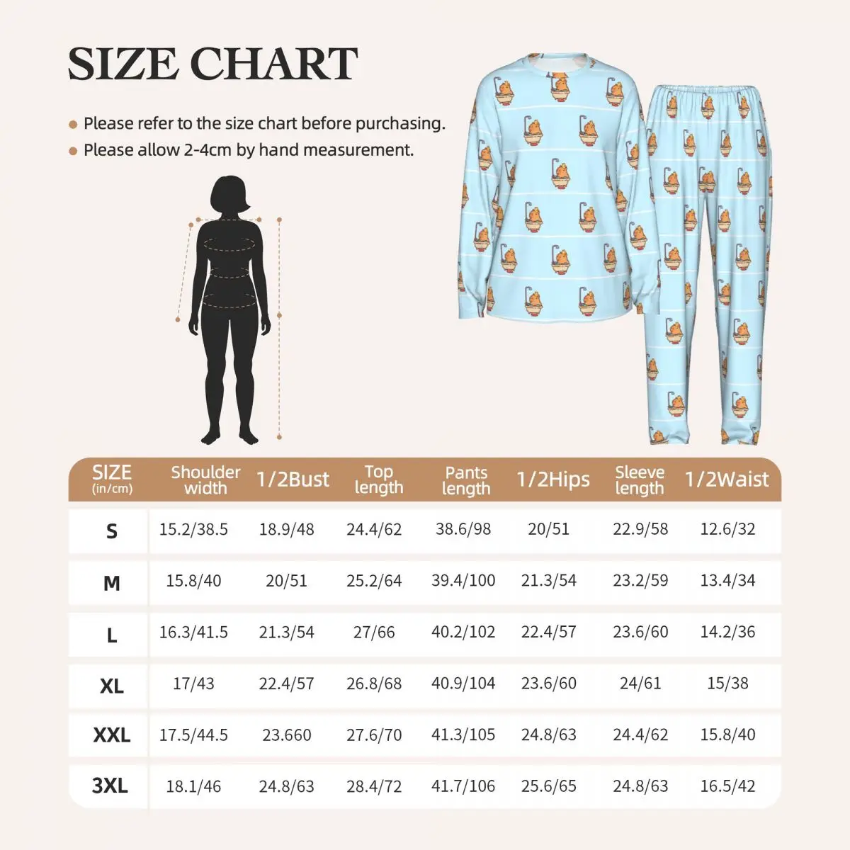 Capybara Round Neck Long Sleeve Nightgowns for Sleeping Sleepshirts Women Soft Pajama Set Long Pants 2