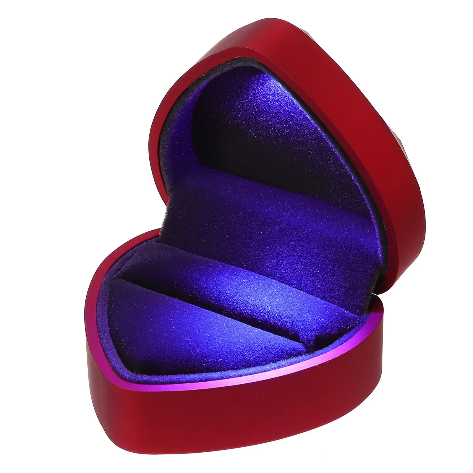 

Heart Shaped Jewelry Box Romantic Red Plastic LED Light Case Packing Multifunctional Travel Home Storage Container