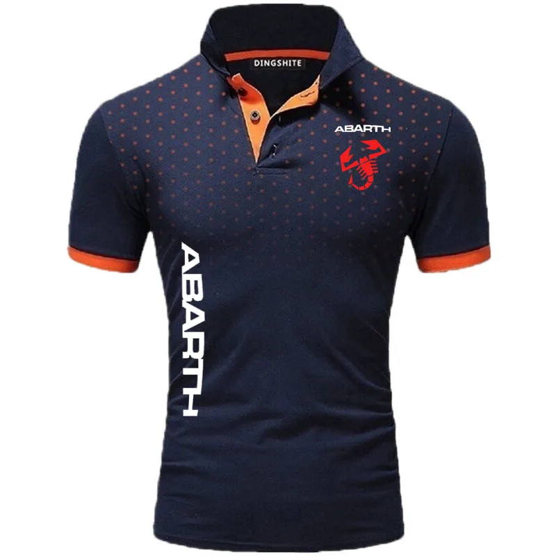 Polo Shirt Summer High Quality Men Cotton high-end business Casual Lapel short sleeve abarth logo print T-shirt top