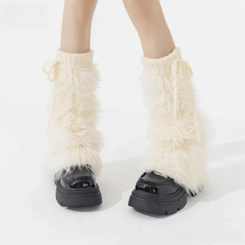 

Cozy versatile Leg Guards Y2K Warm Imitation Mink Leggings Furry Thickened Boots Cover Winter Season for Women