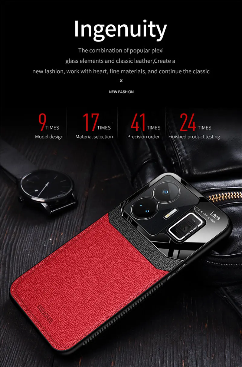 Realme GT Neo 5 Neo5 5G RMX3706 Case PU Leather Mirror Camera Lens Hard Cover Shockproof Case for Realme GT Neo 5 Neo5 RMX3706