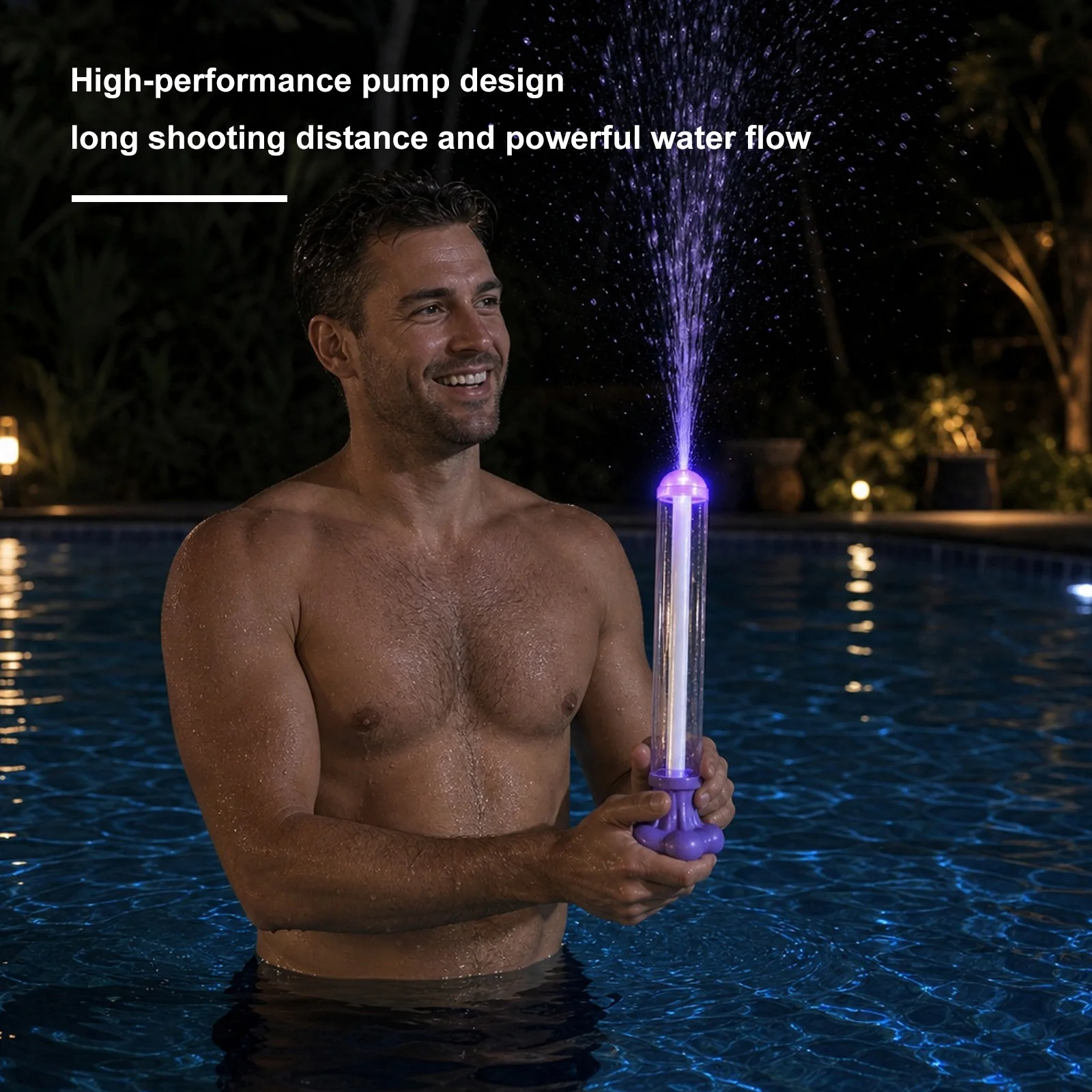 1-4pcs Glowing Rainbow LED Water Blaster Outdoor Firework Water Gun Glowing Rainbow Water Blaster Light-Up Splash Blasters Gun