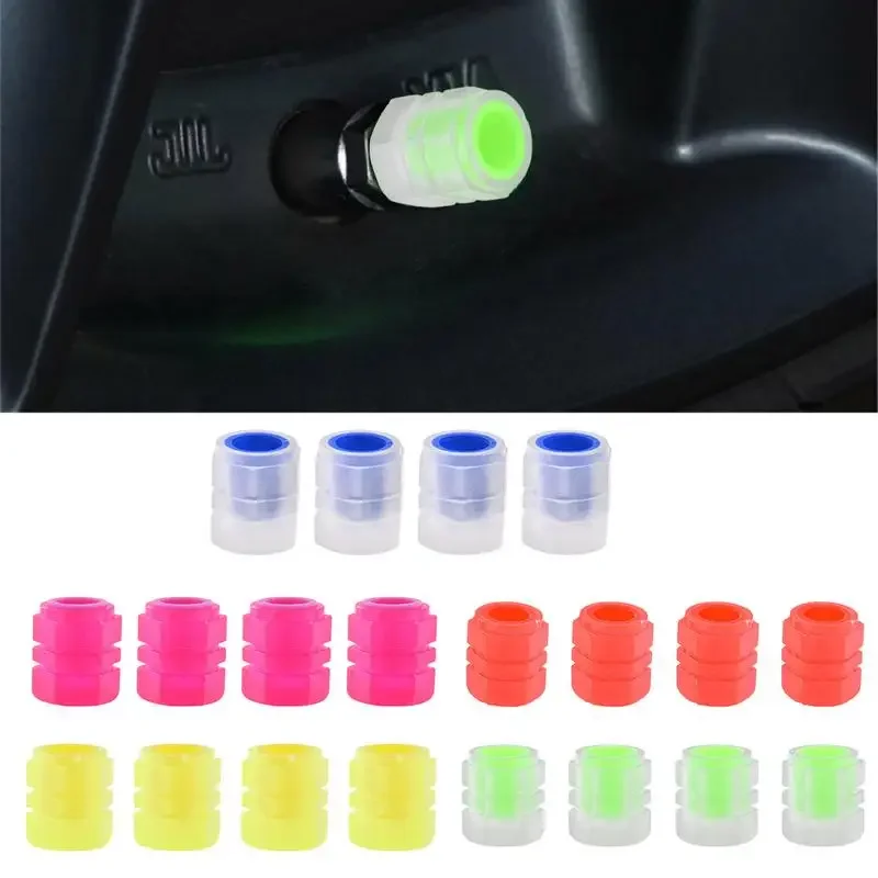 

Car Tire Valve Caps Motorcycle Bike Glowing Decor Wheel Nozzles Tyre Cap Car Accessories Luminous Valve Caps Fluorescent Night