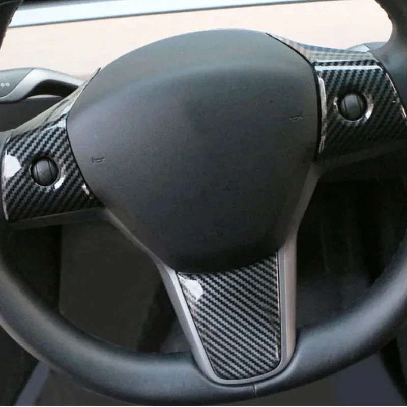 Car Steering Wheel Panel Decoration Cover Sticker for Tesla Model 3 2016-2023 Model Y 2019-2023 Car Accessoires