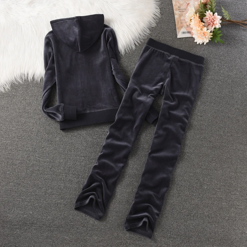 2024 Winter Y2K 2 Piece Sets Women Outfit Women\'s 2 Piece Set Pants Set and Hoodies Women\'s Tracksuit Velvet Tracksuit