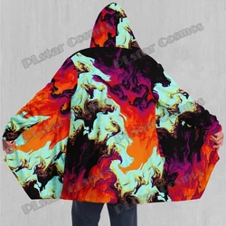 Lava Bath Psychedelic Colorful Pattern 3D Printed Men's Sherpa Lined Hooded Cloak Winter Unisex Casual Thick Warm Cape Coat DP80