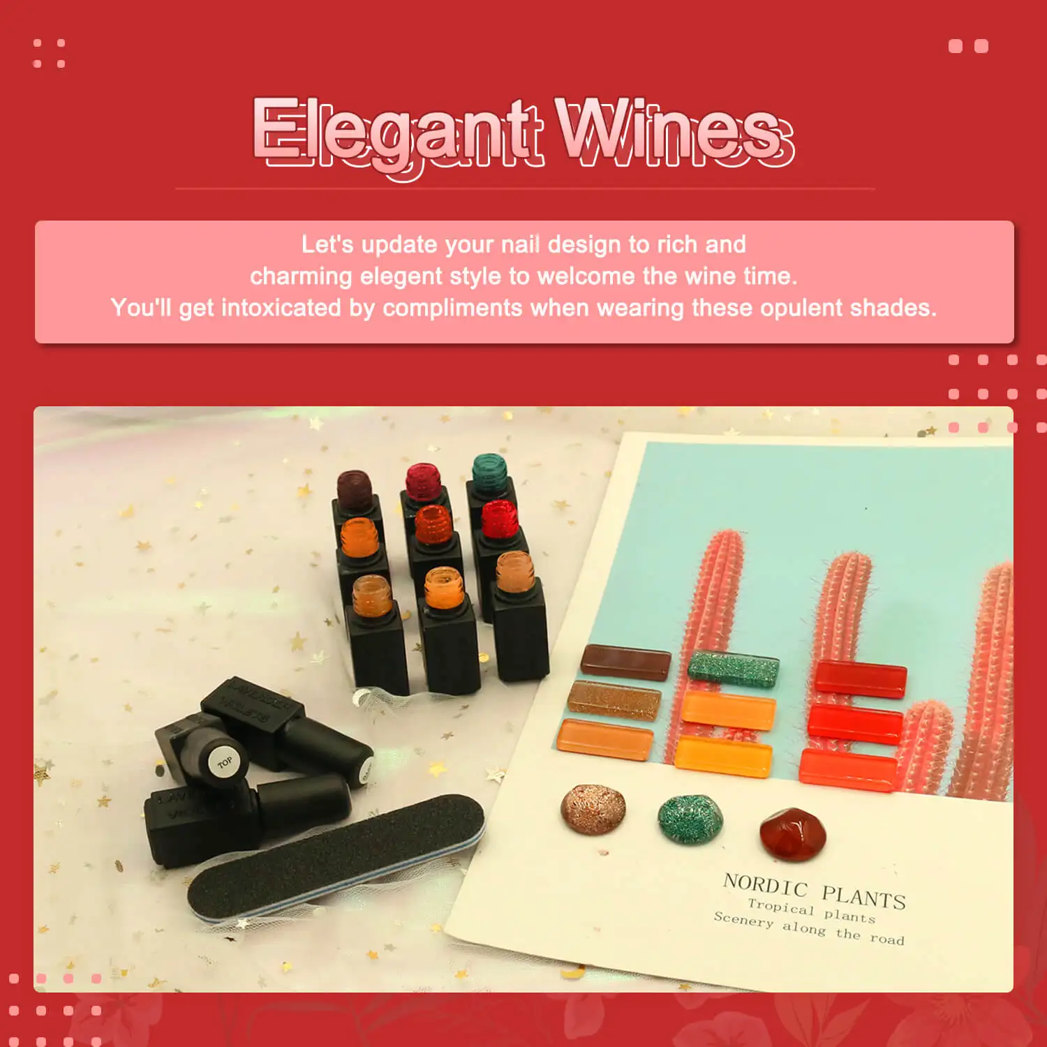 مجموعة طلاء أظافر جل مكونة من 13 قطعة - 9 ألوان عيد الميلاد باللون الأصفر والبرتقالي والأخضر ومعطف أساسي معطف علوي لامع غير لامع ومبرد أظافر لفن الأظافر #5