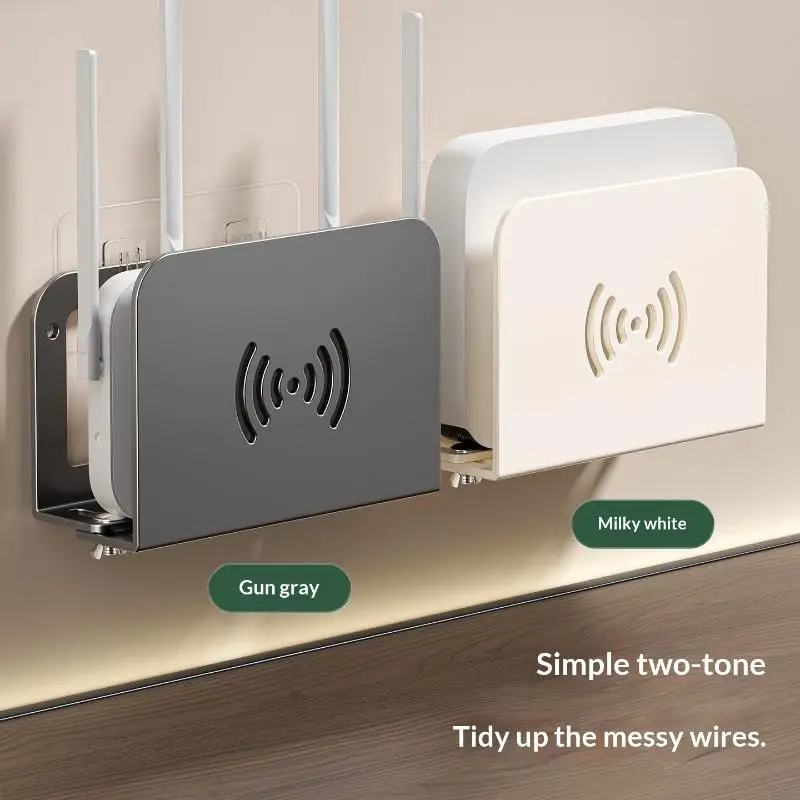 Wall Mounted WiFi Router Holder No Punch Installation Heat Dissipation Holes For Home Office