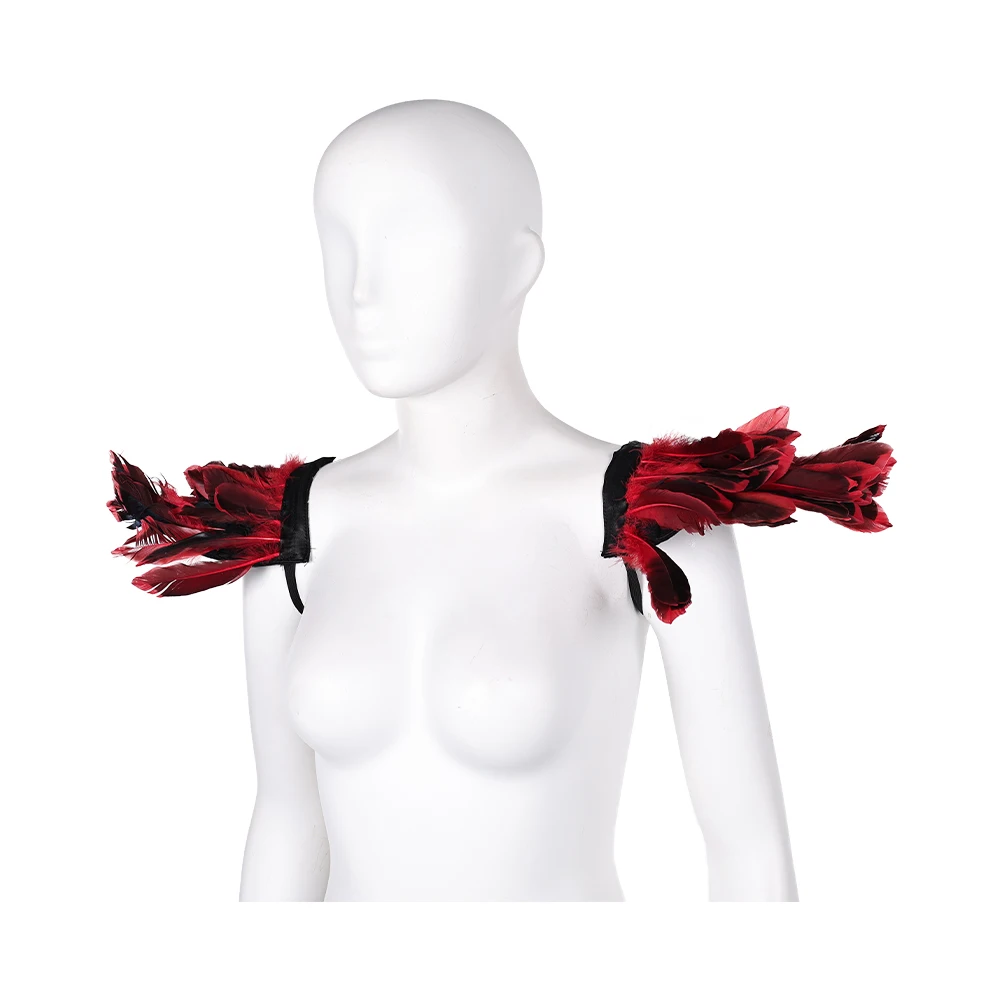 Châle haussement d'épaules en plumes pour femme, poignées amovibles, accessoires de costume d'armure initiée, accessoires de scène d'Halloween pour femme