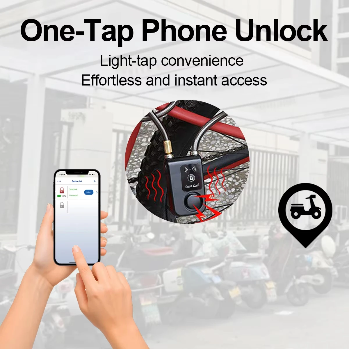 Bluetooth Smart Bike Lock Waterproof Anti Theft Password Lock Stainless Steel Chain Security Alarm for Bicycle Cycling - view 5